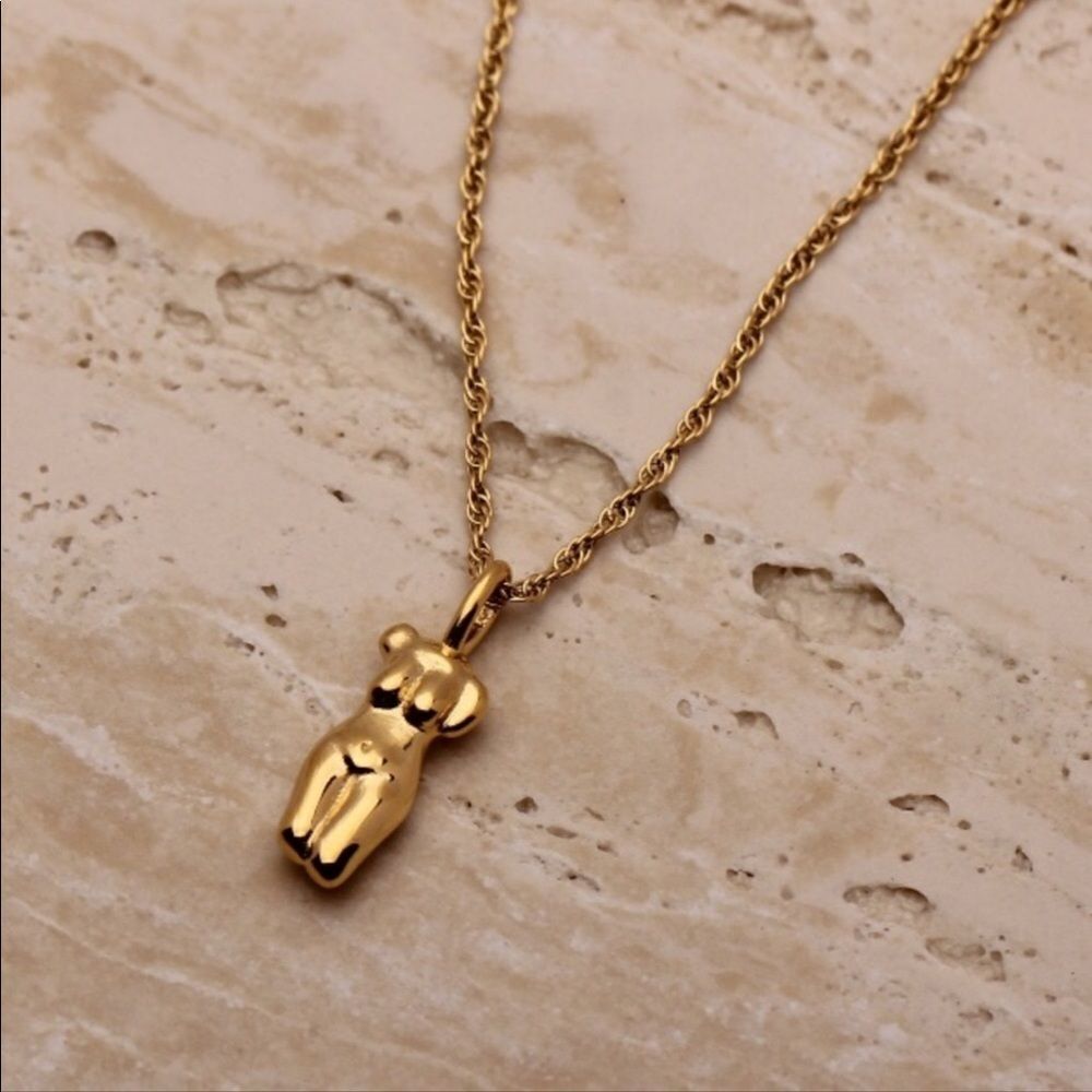 NEW 18k Gold Female Silhouette Necklace